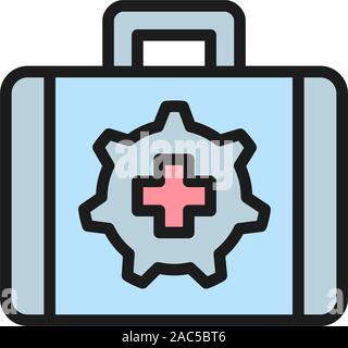 Vector technical assistance suitcase flat color icon. Stock Vector
