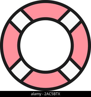 Vector lifebuoy flat color icon. Isolated on white background Stock Vector