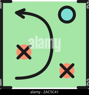 Vector game tactics scheme flat color icon. Stock Vector