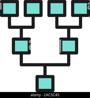 Hierarchical chart, player layout flat color icon. Stock Vector