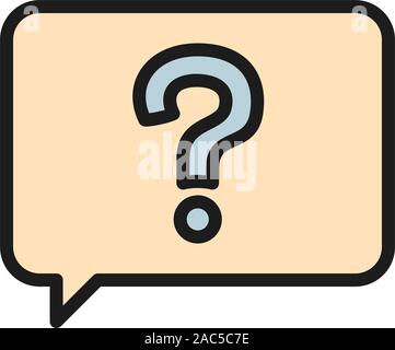Message with question sign, frequently asked questions, faq flat color icon. Stock Vector