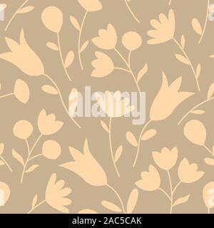 Seamless pattern with wildflowers in warm pastel colors. Summer floral background. Vector illustration EPS10 Stock Vector