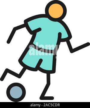 Soccer player flat color icon. Isolated on white background Stock Vector