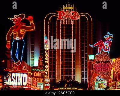 Downtown Las Vegas bei Nacht Stock Photo