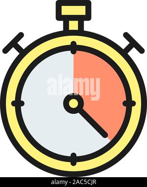 Vector stopwatch flat color icon. Isolated on white background Stock Vector