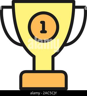 Vector first place trophy flat color icon. Stock Vector