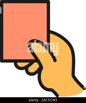 Vector hand showing card flat color icon. Stock Vector