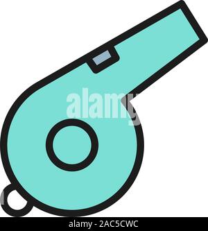 Vector whistle flat color icon. Isolated on white background Stock Vector