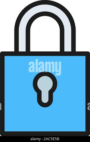 Vector lock flat color icon. Isolated on white background Stock Vector