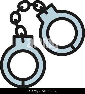 Vector handcuffs flat color icon. Isolated on white background Stock Vector