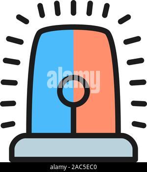 Police flasher flat color icon. Isolated on white background Stock Vector