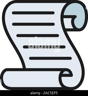 Document scroll flat color icon. Isolated on white background Stock Vector