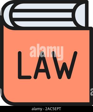 Book with laws, constitution flat color icon. Stock Vector