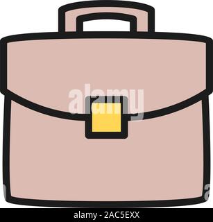 Vector briefcase, portfolio, bag flat color icon. Stock Vector