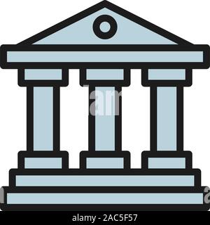 Court, courthouse flat color icon. Isolated on white background Stock Vector