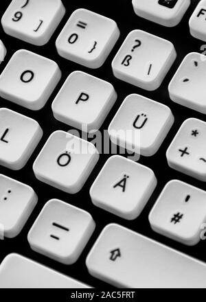 German keyboard black and white close up Stock Photo
