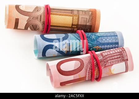 Euro banknotes on white background Stock Photo