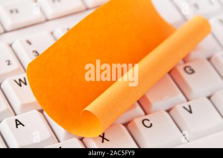 Paper cose up and keyboard backgound Stock Photo