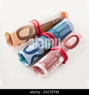 Euro banknotes on white background Stock Photo