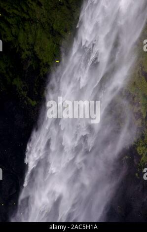 A close-up of beautiful 'Akaka Falls on the Big Island of Hawai'i; the falls plummet 442 feet. Stock Photo