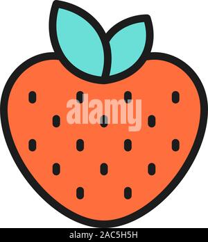 Vector strawberry flat color icon. Isolated on white background Stock Vector