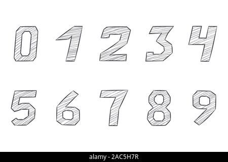 Numbers. Hand drawn sketch Stock Vector