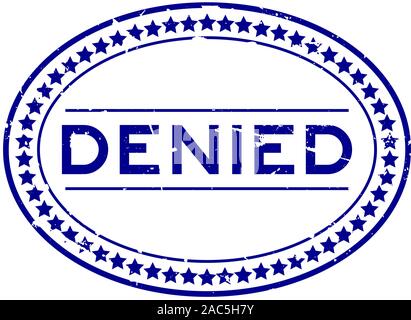 Grunge blue denied word oval rubber seal stamp on white background Stock Vector