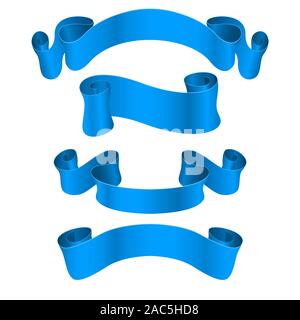 Blue ribbon banners. 3d vector illustration Stock Vector