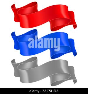 Ribbon banners. Colored shiny set Stock Vector