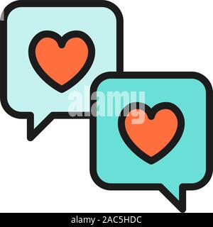 Love message flat color icon. Isolated on white background Stock Vector