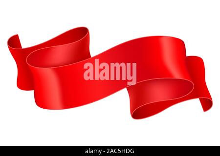 Red ribbon banner. 3d vector illustration Stock Vector