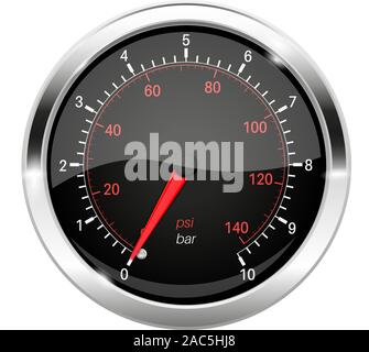 Black manometer with chrome frame Stock Vector