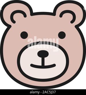 Teddy bear, childrens toy flat color icon. Stock Vector