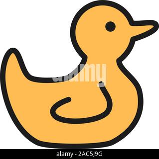 Rubber duck flat color icon. Isolated on white background Stock Vector