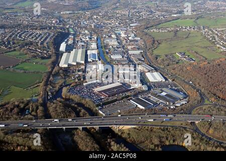 aerial view of Armytage Road Industrial Estate, Brighouse, West Yorkshire, UK Stock Photo