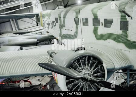 SINSHEIM, GERMANY - OCTOBER 16, 2018: Technik Museum. World war two. Historical old airplanes indoors at the exhibition Stock Photo