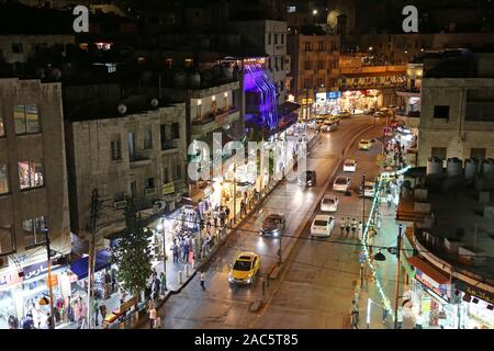 Prince Muhammad Street at night, Al Rjoum, Amman, Jordan, Middle East Stock Photo