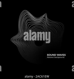 Flowing particle waves. Music abstract tech background. Vector sound ...
