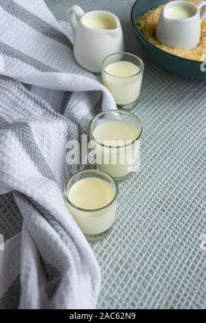 Fresh rice milk drink. Healthy nutritious vegetable milk. Homemade dairy themes Stock Photo