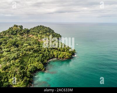 Aerial View of Tropical Biesanz beach and Coastline near the Manuel Antonio national park, Costa Rica. Stock Photo
