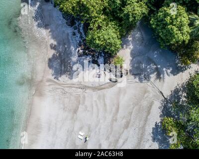 Aerial View of Tropical Biesanz beach and Coastline near the Manuel Antonio national park, Costa Rica. Stock Photo