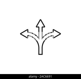 Arrow, three way, direction icon. Vector illustration, flat design Stock Vector