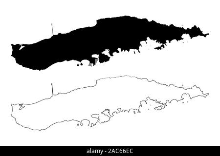 Vieques island municipality (Commonwealth of Puerto Rico, Porto Rico, PR, Unincorporated territories of the United States) map vector illustration, sc Stock Vector