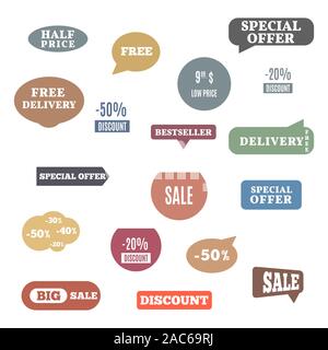 Premium quality labels for shopping, e-commerce, product, social media stickers and marketing. Flat style, vector illustration. Stock Vector