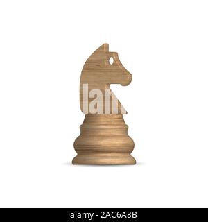 White wooden chess piece knight. Front view, vector illustration. Stock Vector