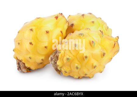 Ripe Dragon fruit, Pitaya or Pitahaya yellow isolated on white background, fruit healthy concept Stock Photo