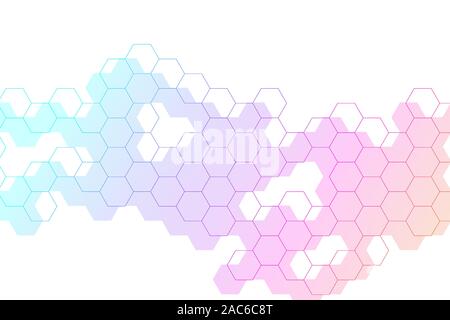 Hexagons abstract background with geometric shapes. Science, technology and medical concept. Futuristic background in science style. Graphic hex Stock Vector