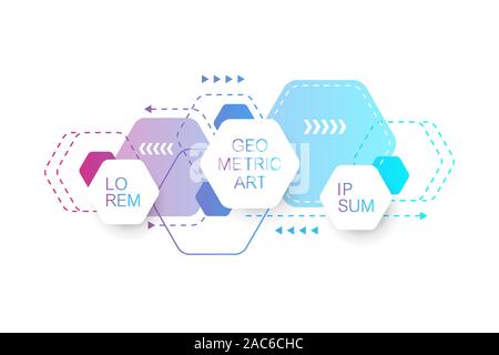 Geometric abstract background with hexagons. Hexagon infographic social network banner template. Business presentation for your design and text Stock Vector