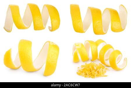 Set or collection lemon peel isolated on white background Stock Photo