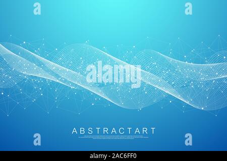Abstract colorful wave lines background. Dynamic particles sound wave flowing abstract background. Geometric template for your design brochure, flyer Stock Vector